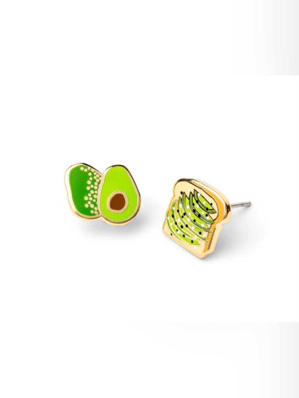 NWT Yellow Owl Workshop Avocado Toast Stud Earrings 22 Karat Gold Gilt